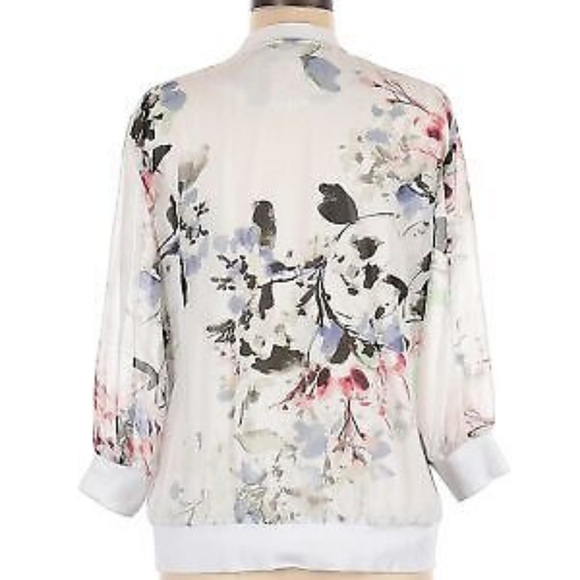 Yest Summer Chiffon zip up jacket bomber style 3/4 sleeve size 6 - Picture 4 of 7